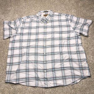 Dockers Button Up Shirt Adult 2XL XXL White Gray Plaid Short Sleeves Casual Mens